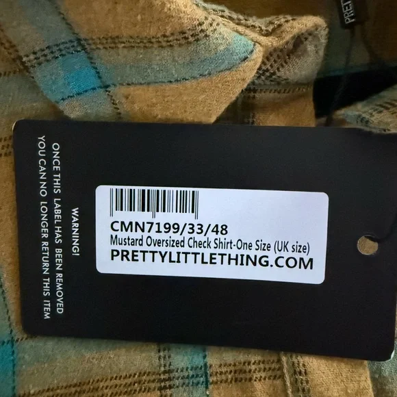 PrettyLittleThing Mustard Plaid Button Up Shirt One Size - Picture 9 of 9